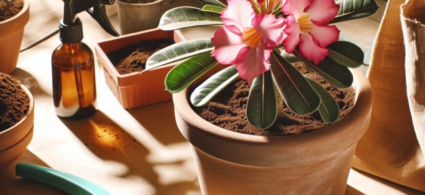 Догляд за пустельною трояндою: поради для здорового цвітіння Догляд за пустельною трояндою: поради для здорового цвітіння