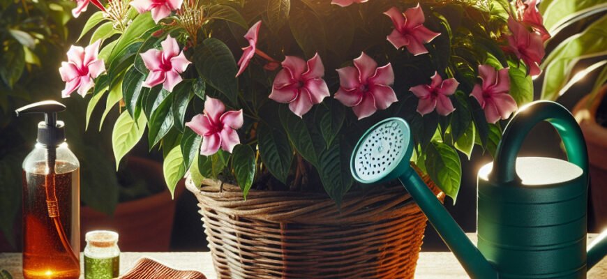 Ефективний догляд за мандевілою: секрети пишного цвітіння та здоров’я рослини