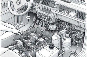 Местоположение бачка гидроусилителя руля на Фольксваген Кадди