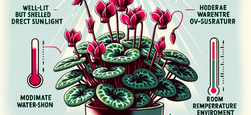 Ось запропонований заголовок для вашої статті:Догляд за вазоном цикламен: як забезпечити ідеальні умови