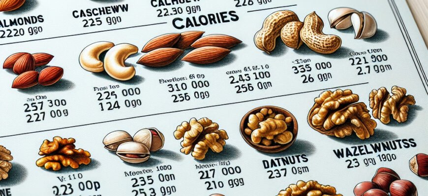 Сколько калорий в орехах: таблица калорийности популярных видов