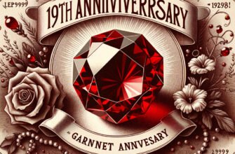 Картинка-привітання з річницею весілля 19 років, Гранатовим Весіллям у ретро стилі