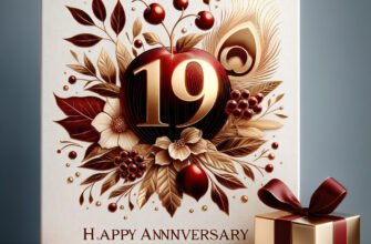 Мінімалістична картинка-привітання з річницею весілля 19 років, Гранатовим Весіллям