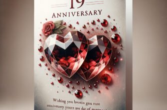 Романтична картинка-привітання з річницею весілля 19 років, Гранатовим Весіллям