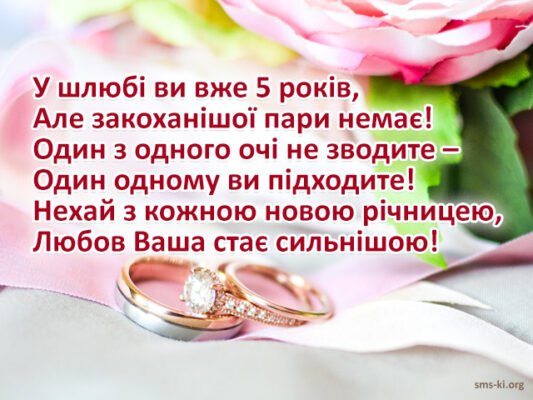 Вітаємо люблячу пару з річницею — 5 років з дня весілля!