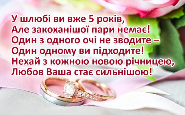 Вітаємо люблячу пару з річницею — 5 років з дня весілля!
