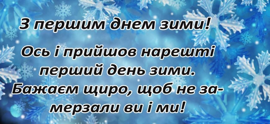 Вітаю з першим днем зими! Бажаю свіжих емоцій, казкового настрою