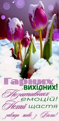 Вихідних хочу приємних Від душі вам побажати